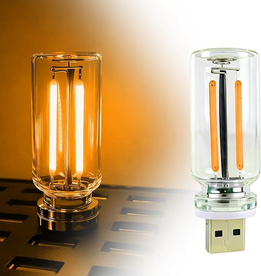 Touch-Control Dimmable Car USB Light, Vintage Glass Interior Ambient Light, Portable Car Interior Lights, Ideal for Holiday Decorations, Bedrooms, and Camping Scenarios