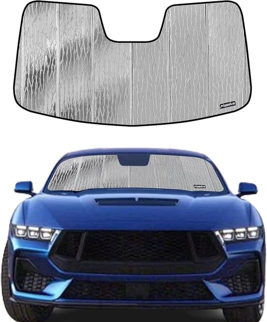 Windshield Sun Shade for Ford Mustang 2015-2023 with Rearview Mirror Mounted Camera - AstraGuard