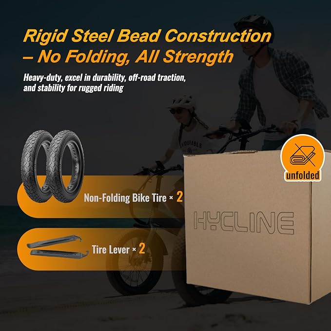 Hycline 20x4.0 E-Bike Fat Tire - Heavy Duty 20inch Electric Replacement Fat Tires, High-Performance Wear-Resistant Mountain Bicycle Tyre, All-Terrain Bike Tires for Street & Trail Riding