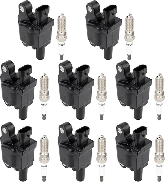 ECCPP 8 ignition coils with 8 iridium Spark Plugs,UF743,coils packs,for Chevrolet,for Silverado,Tahoe,Camaro,Suburban,Corvette &,for GMC Sierra,Yukon & Cadillac Escalade,CTS,UF743,C1820