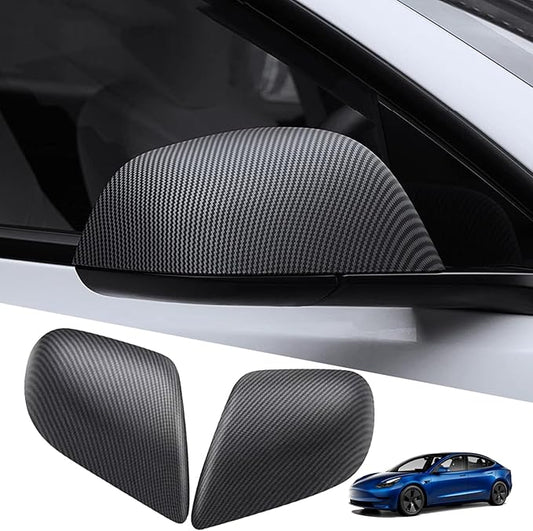 YHCDSEA Rearview Mirror Guard Cover for Tesla Model 3, Side Mirror Cover Exterior Accessories fit for Tesla Model 3 2017-2025 (Matt Carbon Fiber Pattern)