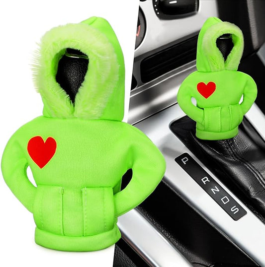 Christmas Car Gear Shift Hoodie Decoration Halloween Funny Gear Shift Cover Mini Universal Knob Hoodie Cover for Automotive Car Interior Accessories Gadgets Gift(Green,Novel)