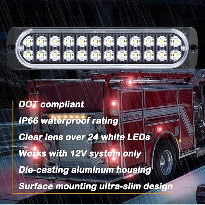 AT-HAIHAN Pack of 2 Aluminum Housing Clear Lens White LED Reverse Backup Running Trailer Lights 7.5 Inch, DOT Compliant Waterproof Surface Mount Lighting for Truck Jeep RV