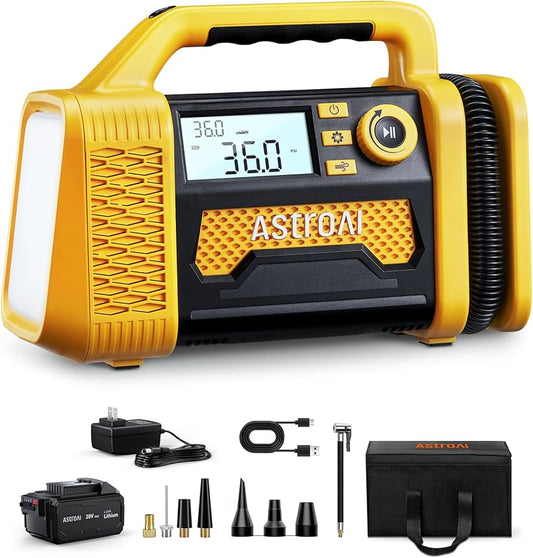 AstroAI TC3 Air Compressor Portable Tire Inflator Offroad Air Compressor for Truck 150PSI with Digital Display Air Pump for Car Heavy Duty for 4x4 Vehicle, RV, SUV, Car Accessories Yellow