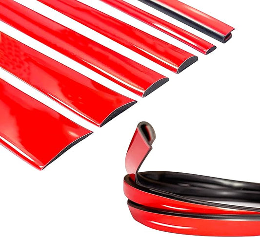 16Ft Solid Red Car Motor Bike Self-Adhesive Exterior and Interior Molding Trim Universal Dashboard Bumper Window Door Body Side Decorative Strip Scratch-Proof (Style: U Shape)