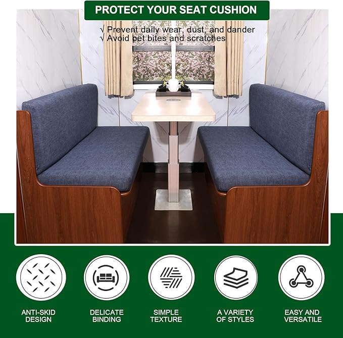 CRFATOP RV Dinette Cushion Covers Printed Elastic Camper Cushion Slipcover Stretchable Loveseat Sofa Chair Cover Furniture Protector for RV Camper Car Bench 1 Backrest Cover & 1 Bench Cover,03