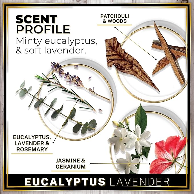 Urban Naturals Car Air Freshener Diffuser 1 Pack - Eucalyptus Lavender Scent, 45+ Days Long Lasting Fragrance, Made in USA, Glass & Wood, Hanging Design + Vent Cip, Easy to Use