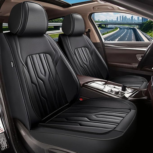 YORKNEIC Fit for Jeep Renegade Seat Covers Full Set 2015-2023 2024: 5 Seats Waterproof Leather Car Seat Covers Protector (2 Row 5 Seat, Black)