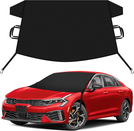 EcoNour Car Snow Cover Compatible for Kia K5 | Windshield Cover for Ice and Snow with S-Hook Straps | Heavy-Duty 600D Oxford Winter Car Cover, Waterproof & Anti-Slip