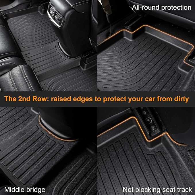 Binmotor-All Weather Car Floor Mats Cargo Liner Set for Chevy Camaro 2016-2024, 2 Rows Floor Mats for Chevy Camaro,Waterproof TPE Liners for Camaro Trunk Liner Accessories-Black