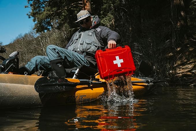 NANUK 904 Waterproof First Aid Box Empty – Durable, Medical First Aid Organizer Case, IP67-Rated, Dustproof, Impact-Resistant, and Floats (8.4" x 6.0" x 3.7") – Red
