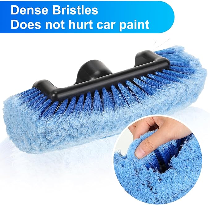 Vesici Car Wash Brush Head with Soft Detailing Bristle Flow Thru Car Cleaning Brush Exterior Car Wash Equipment for Auto Truck RV Boat Camper Washing, 10 Inch(Blue,4 Pcs)