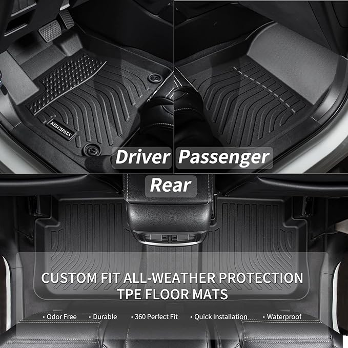 KELCSEECS® Floor Mats Custom for Nissan Frontier Crew Cab 2022-2026(Not for 2nd with Under Seat Speaker),All Weather Protection TPE Heavy Duty Non-Slip Liners Full Set Frontier Accessories,Black