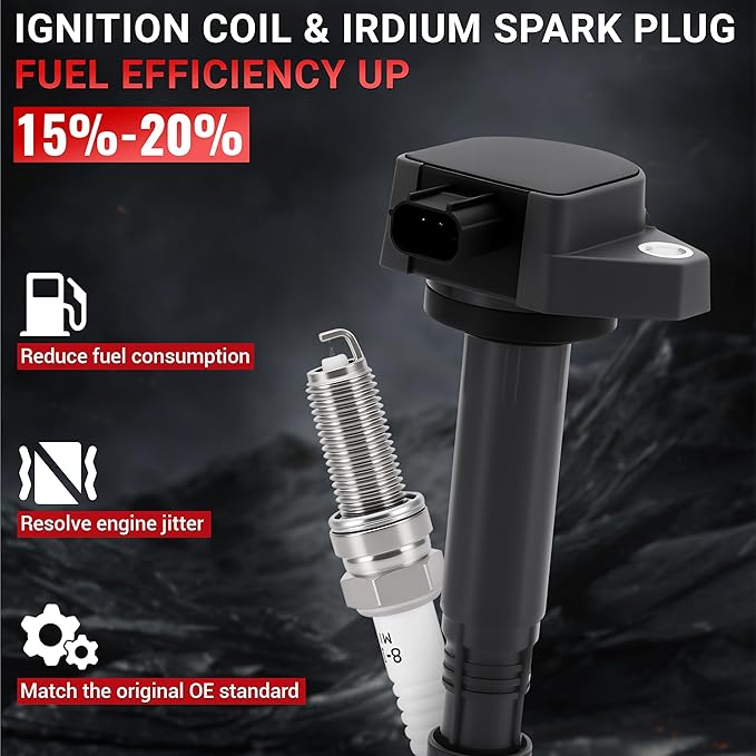 PZ Ignition Coil Pack and Iridium Spark Plugs Compatible with Acura 2010-2013 MDX ZDX 13-15 RDX, Honda 09-14 Ridgeline 09-15 Pilot 3.7L V6 Set of 6 Replaces#UF624 5C1722 IC727