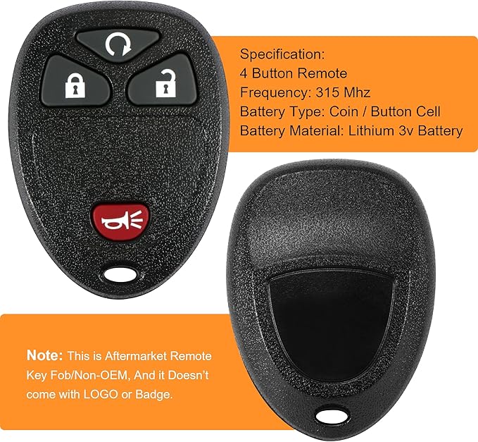 VOFONO Key Fob Replacement Suitable for Chevy Silverado Tahoe Suburban Avalanche Equinox Express Traverse GMC Acadia Yukon Sierra Savana 2007-2016 Keyless Entry Remote Control OUC60270 OUC60221