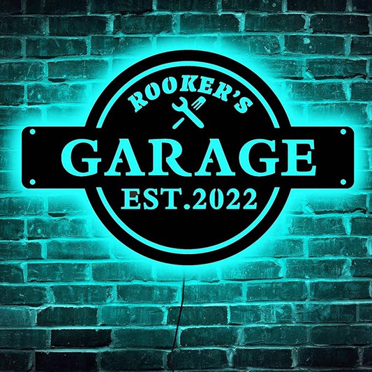 Custom Neon Garage Sign - Personalized Light Up LED Name Sign