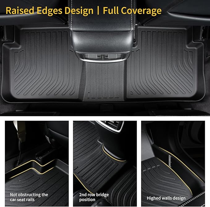 GINOWY- Floor Mats for Mazda 3 2014-2018, TPE All Weather Protection Car Mats for Mazda 3 2018 Non-Slip Floor Liners Waterproof Heavy Duty Automotive Accessories Black