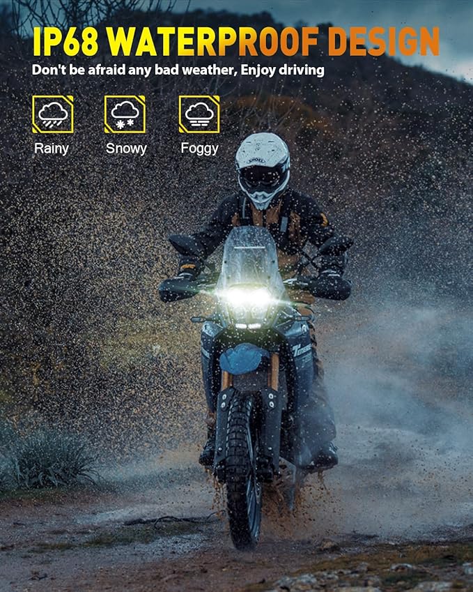 Latest H4/9003/HB2 Bulb for Motorcycle Hi/Low Beam, 18000LM 800% Super Brighter, 1:1 Halogen Size, 6500K Cool White, 70000Hrs Long Service Life with Cooling Fan, Plug and Play, Pack of 1