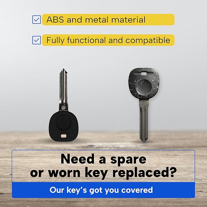 Replacement B111 Transponder Ignition Key – Compatible with Buick, Cadillac, Chevrolet, GMC, Hummer, Pontiac, Saturn & Suzuki (2004–2017) - Aftermarket Car Key Blank with Chip 46