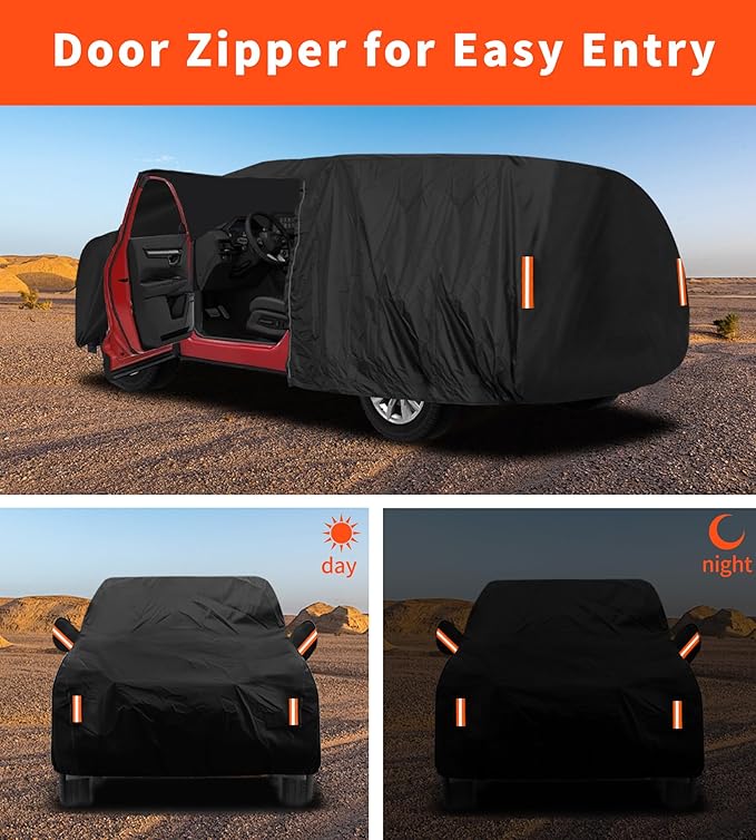 Waterproof SUV Car Cover Custom Fit for Honda CRV 1997-2024 2025, Toyota RAV4 1996-2025, All Weather Full Exterior Cover Rain Hail Outdoor Protector for Automobiles with Door Zipper