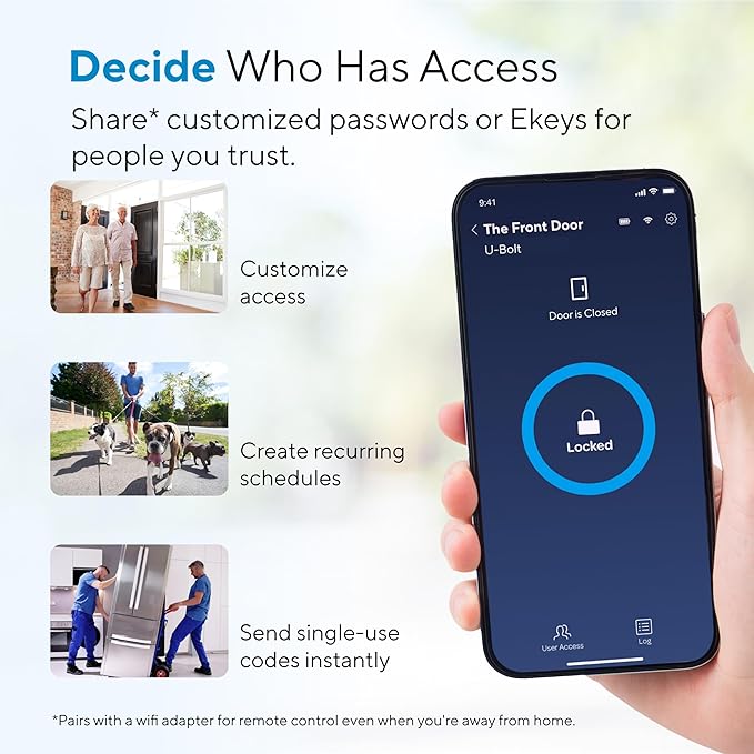 ULTRALOQ U-Bolt Smart Lock, 5 in 1 Keyless Entry Door Lock with Bluetooth, App Control, Backlit Keypad, Auto Unlock, Smart Deadbolt for Front Door, ANSI Grade 1, 1 Year Battery, Satin Nickel