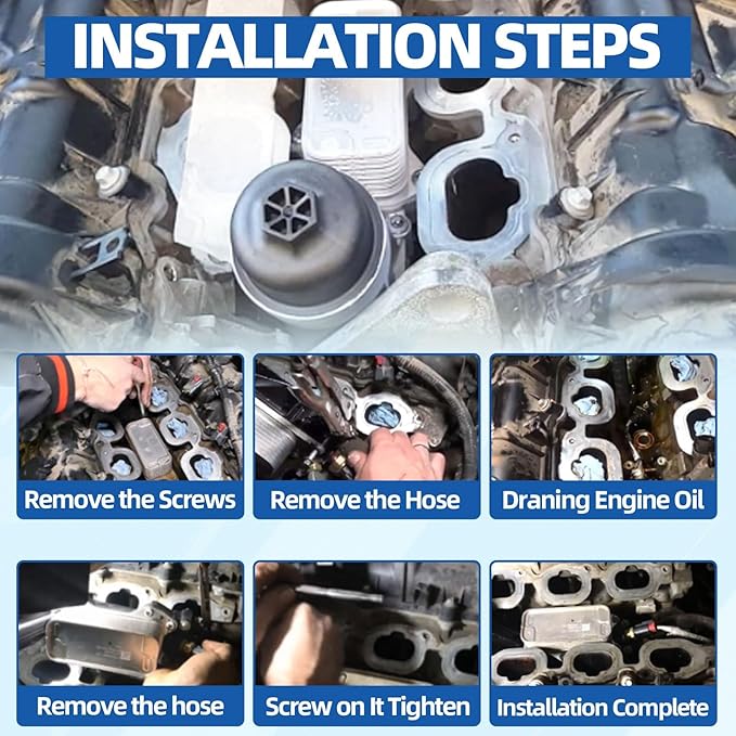 MITZONE 926-959 Aluminum Oil Cooler Filter Housing Assembly with Gaskets and Sensors Compatible With 2011-2024 Ram 1500 ProMaster Chrysler Charger Challenger Avenger Journey Wrangler Cherokee 3.6L