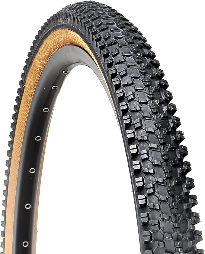 Hycline Bike Tire,20/24/26/27.5 Inch Folding Replacement Tire for MTB Mountain Bicycle-Black/Skinwall