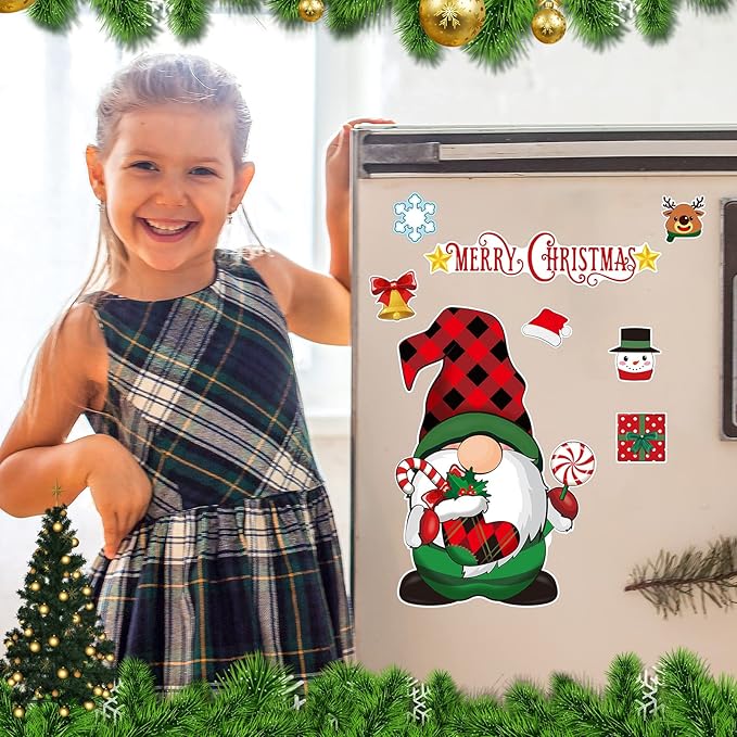 Sratte Christmas Refrigerator Magnets Gnome Fridge Car Garage Door Magnets Stickers Xmas Holiday Christmas Decoration for Home Kitchen Door Car