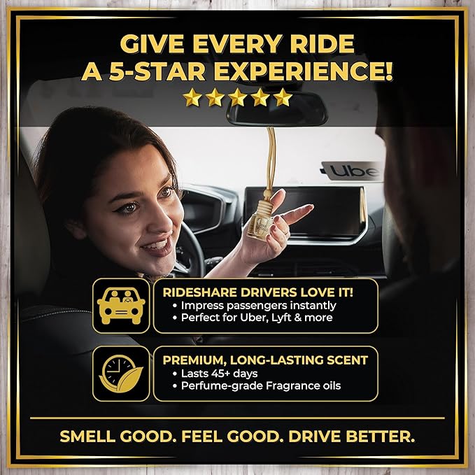 Urban Naturals Car Air Freshener Diffuser 3 Pack - Man Cave Essentials Scent, 45+ Days Long Lasting Fragrance, Made in USA, Glass & Wood, Hanging Design + Vent Cip, Easy to Use