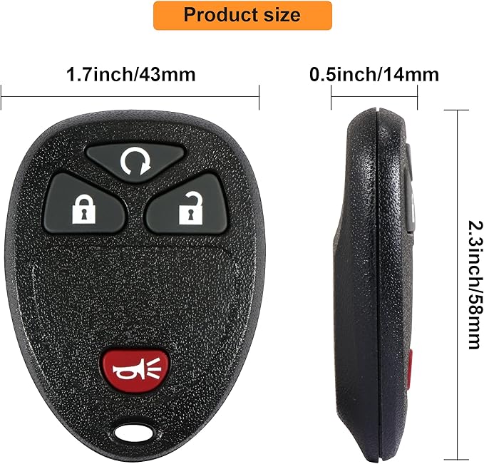 VOFONO Key Fob Replacement Suitable for Chevy Silverado Tahoe Suburban Avalanche Equinox Express Traverse GMC Acadia Yukon Sierra Savana 2007-2016 Keyless Entry Remote Control OUC60270 OUC60221