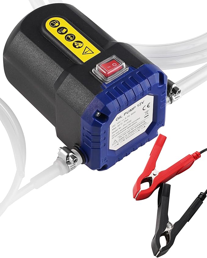 Oil Extractor Pump 12V, Electric Engine Oil Pump, Oil Transfer Pump w/ Overcurrent, Oil Change Pump for Motor Oil, Gear Oil, Transmission Fluid, Lube, Fluid Transfer Pump for Car, Mower, Marine, Blue