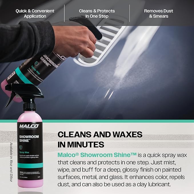Malco Showroom Shine Spray Car Wax – Best Car Wax Spray for Professional Finish/Easy to Use Instant Detailer Spray/Cleans and Waxes Painted Surfaces, Metal and Glass / 1 Gallon (110401)