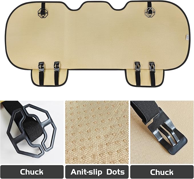 SanQing Linen Back Seat Cover, Rear Seat Cover for Car Truck SUV,Anti-Slip Rear Bench Seat Protector with Storage Pockets,Breathable Universal Seat Cushion Pad for Most Vehicles (1PC Rear/Black)