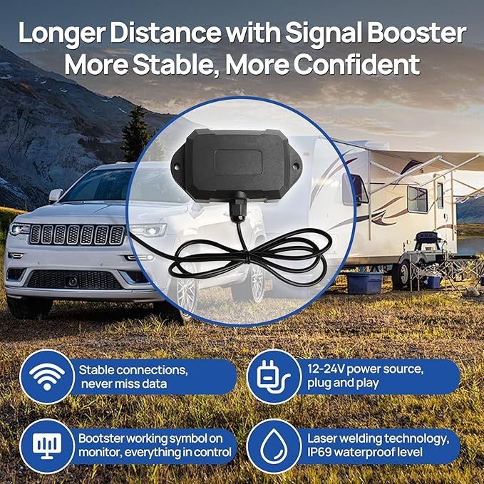 RV/Trailer Tire Pressure Monitoring System, Tire Pressure Monitor with Color LCD Display, TPMS with 2 Sensors for Travel Trailer/5th Wheel/Camper, 0-87PSI with 120ft Transmission Distance