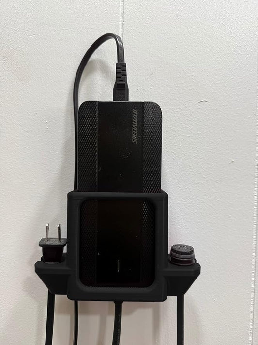 Compact Wall Mount Charger Holder for Specialized Levo Charger | Made in USA (Black)