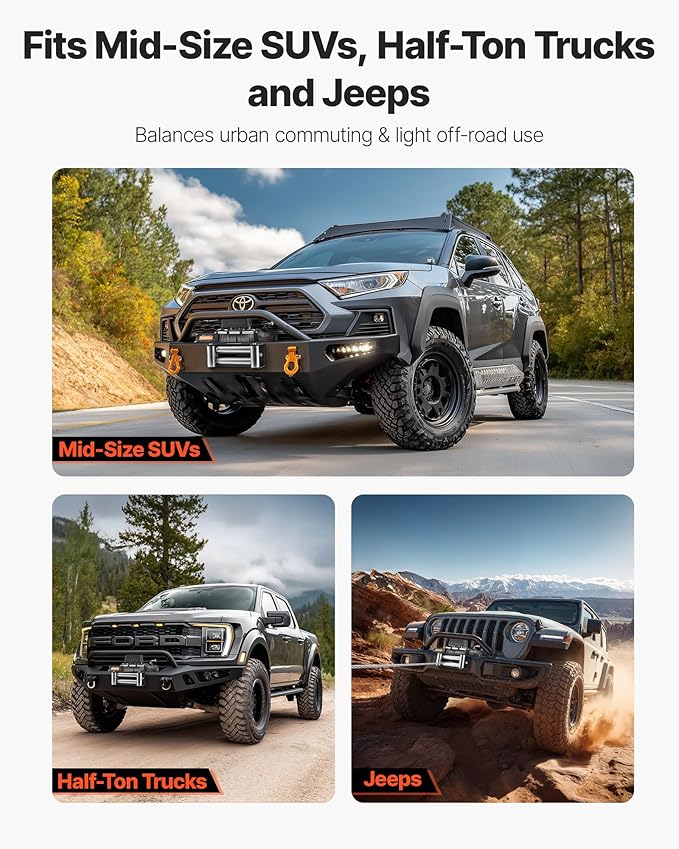 VEVOR Electric Winch, 10000 lbs Load Capacity, 12V DC Truck Winch with Φ21/64 in x 65 ft Steel Rope, Wireless & Wired Remote Control, IP55 Waterproof for Towing SUV Jeep Trailer Boat Off-Road Vehicle