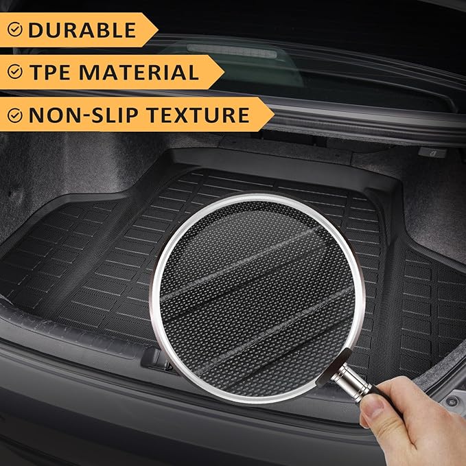 GINOWY-Cargo Liner for Kia K5 2021-2024 2025(Only FWD Models), Cargo Mat for Hyundai Sonata 2020-2025, TPE All Weather 2024 K5 Trunk Mat Waterproof Easy to Clean Non-Slip Durable Black