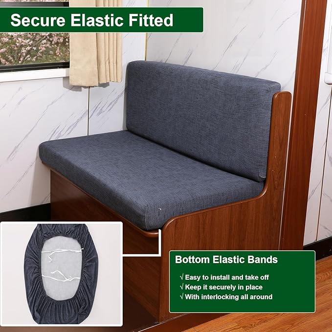 CRFATOP 2 Sets RV Dinette Cushion Covers Printed Camper Cushion Slipcover Stretch 2 Seat Sofa Chair Cover Furniture Protector for RV Camper Car Bench 2 Backrest Covers & 2 Bench Covers,03