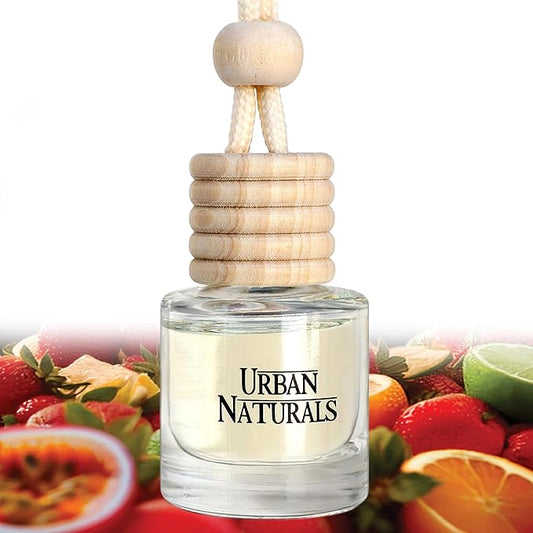 Urban Naturals Car Air Freshener Diffuser 1 Pack - Tropical Breeze Scent, 45+ Days Long Lasting Fragrance, Made in USA, Glass & Wood, Hanging Design + Vent Cip, Easy to Use