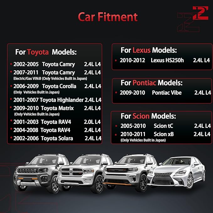 PZ Ignition Coil Pack and Iridium Spark Plugs Compatible with 2001-2009 Toyota Camry Highlander Matrix Solara RAV4,2010-2012 Lexus HS250h,Scion tC xB,Pontiac Vibe 2.4L L4 Set of 4 Replaces#UF333 C1330