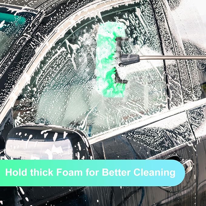 Vesici Car Wash Brush Head with Soft Detailing Bristle Flow Thru Car Cleaning Brush Exterior Car Wash Equipment for Auto Truck RV Boat Camper Washing, 10 Inch(Green,4 Pcs)