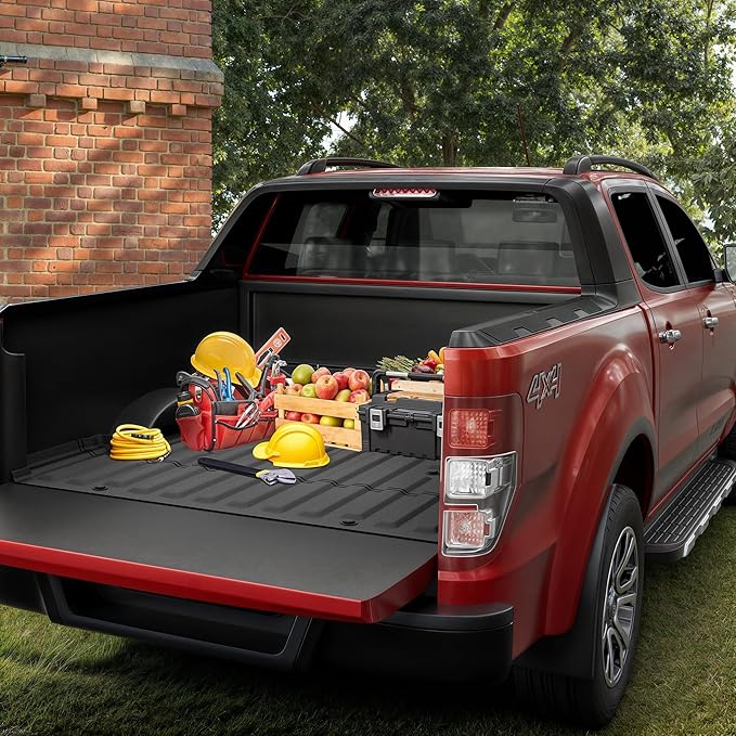 OEDRO Truck Bed Mat Fit for 2015-2025 Ford F150 & Lightning 5.5 FT Vehicle Bed Liner, TPE All Weather Protection F-150 Heavy Duty Pickup Bed Liner Accessories, Black