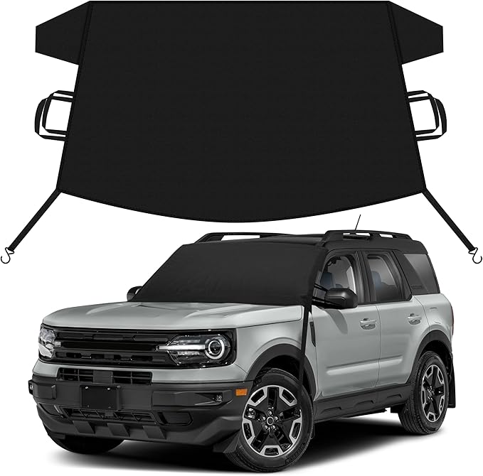 EcoNour Car Snow Cover Compatible for Ford Bronco Sport | Windshield Cover for Ice and Snow with S-Hook Straps | Heavy-Duty 600D Oxford Winter Car Cover, Waterproof & Anti-Slip