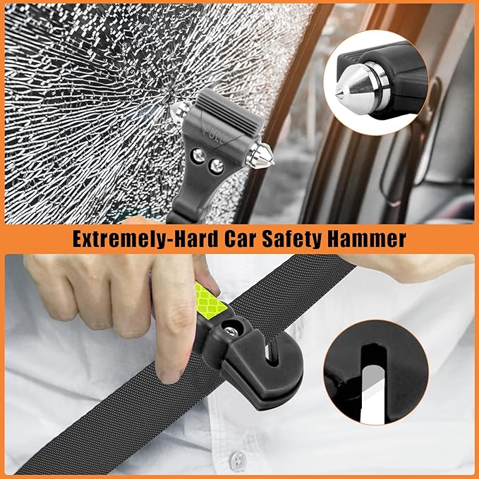 4PCS Car Window Breaker, Glass Breaker, Window Breaker Seatbelt Cutter, 2-in-1 Car Safety Hammer with One Second Emergency Glass Hammer, Safety Emergency Car Escape Tool for Car, Office, Home
