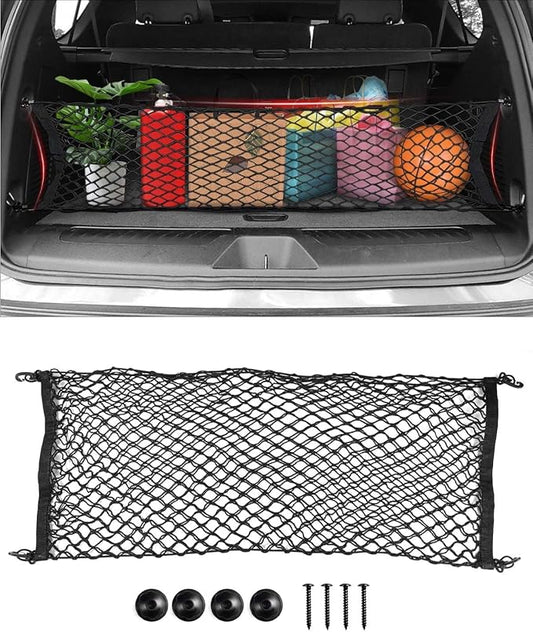 Karltys Envelope Style Cargo Net for 2021-2025 2026 Chevy Tahoe/Suburban/GMC Yukon Accessories, Adjustable Elastic Rear Trunk Cargo Net, Heavy Duty Nylon Mesh Storage Netting Organizer