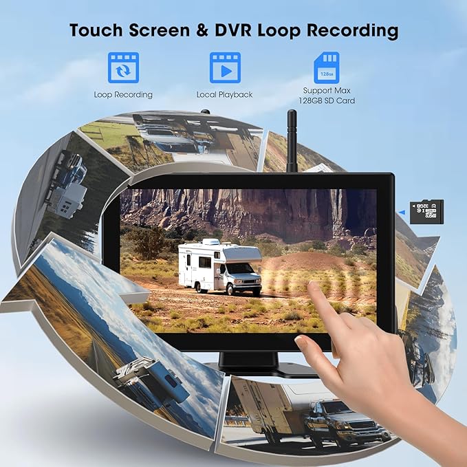 2 Portable Wireless Backup Camera for RV, 1 Min Install Solar Magnetic Camera, 10.1" Large Screen Monitor Backup Camera for Car, Auto-Sleep,DIY Guide Lines 1080P Trailer Camera for Truck,5th Wheels