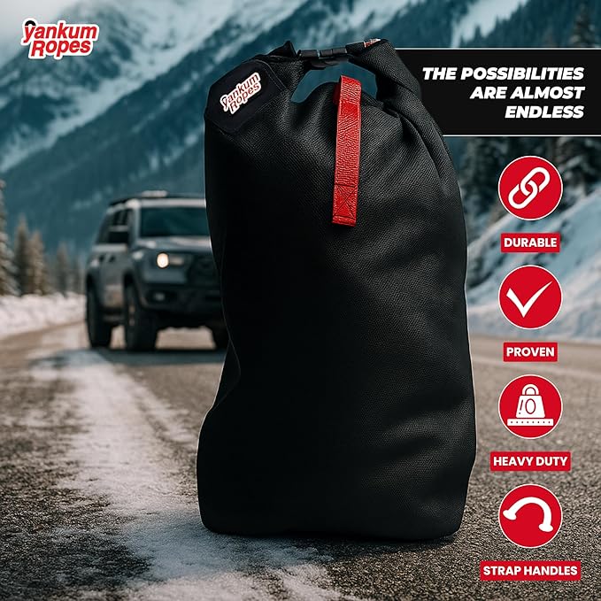 Yankum Kinetic Recovery Rope 7/8”x30’, 2 Soft Shackle 7/16” & Nylon Bag (Medium) – Heavy Duty Tow Rope, Synthetic Recovery Shackle, Waterproof Tool Bag for Off-Road, Jeep, Truck Recovery, Made in USA