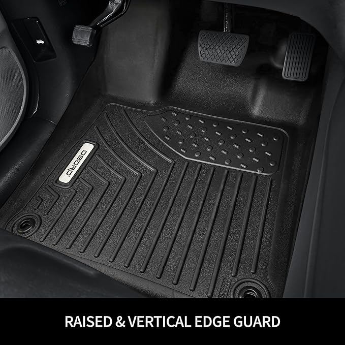 OEDRO Floor Mats Fits for Ford F250/F350/F450 2025-2017 Super Duty Crew Cab w/Under Seat Storage, TPE All Weather Custom Fit F-250/F-350 Car Accessories 1st&2nd Bucket Seats