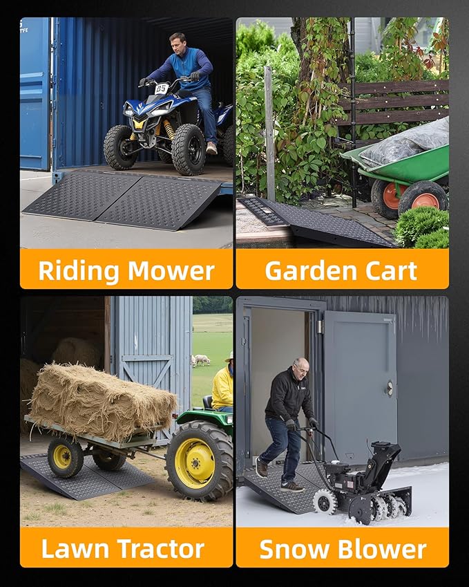 VNN 29" x 24" Shed Ramp for Riding Mower - 750 LB Capacity Shed Ramps, Anti-Slip Punch Plate Ramp for ATV, Motorcycles, Garages & Barns (1PC,Black)