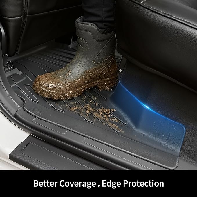 OEDRO Floor Mats Fits for Ford F250/F350/F450 2025-2017 Super Duty Crew Cab w/Under Seat Storage, TPE All Weather Custom Fit F-250/F-350 Car Accessories 1st&2nd Bucket Seats